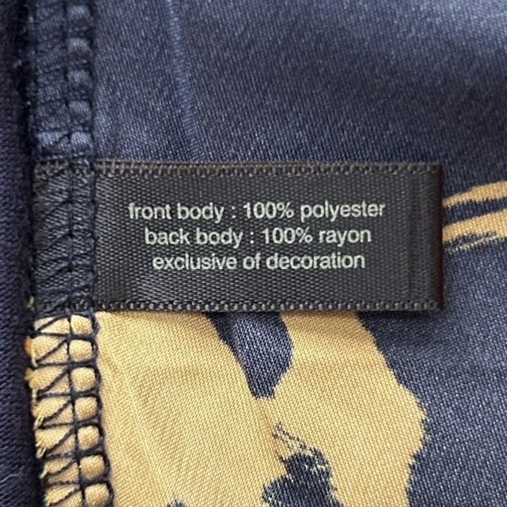 THE LIMITED Floral Halter Blouse sz L Dark Navy Yellow Sleeveless Satin Front - Picture 7 of 9